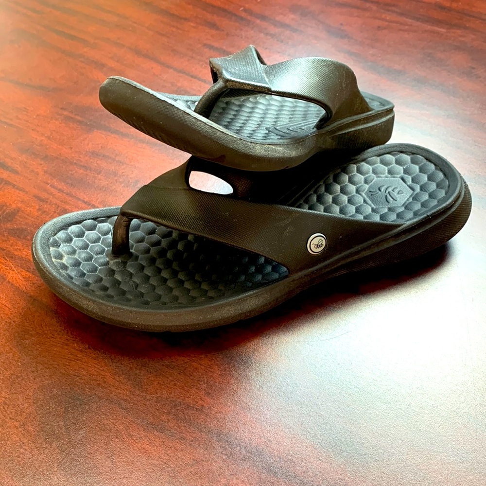 Black flip flops